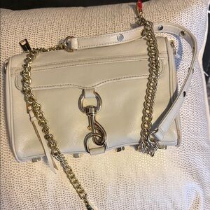 Rebecca Minkoff Off-White Crossbody Bag with Gold Chain
